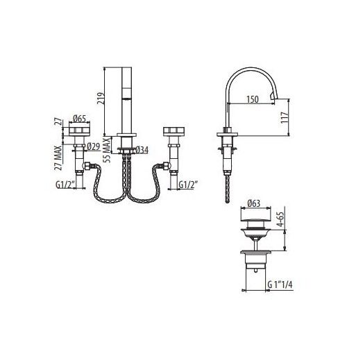 Смеситель для раковины Gattoni Dolce Vita GAS GS107/31 схема 2