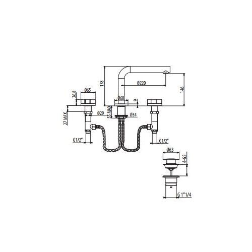 Смеситель для раковины Gattoni Dolce Vita GAS GS120/31 схема 2