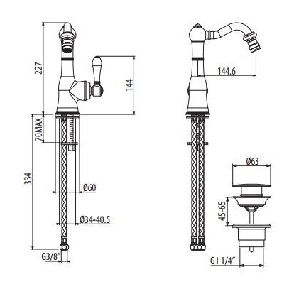 Смеситель для биде Gattoni Orta 2751 схема 2