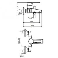 Смеситель для ванны Gattoni H2OMIX5000 50010 схема 2