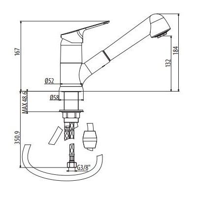 Смеситель для кухни Gattoni H2OMIX4000 40101 схема 2