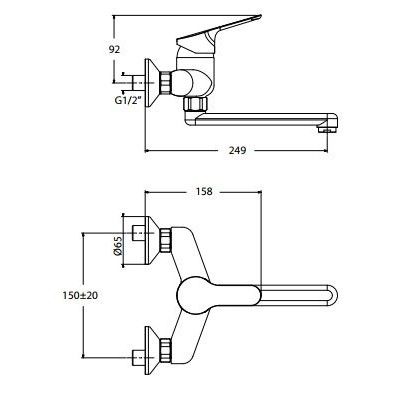 Настенный смеситель для раковины Gattoni H2OMIX4000 40250 с поворотным изливом схема 2