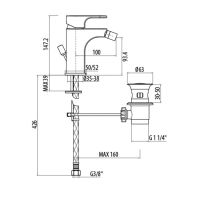 Смеситель для биде Gattoni H2OMIX1000 с донным клапаном 1051 схема 2