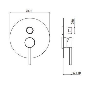 Смеситель для ванны/душа встраиваемый (внешняя часть), на 2 выхода Gattoni Circle Two 9133/ESC0 ФОТО