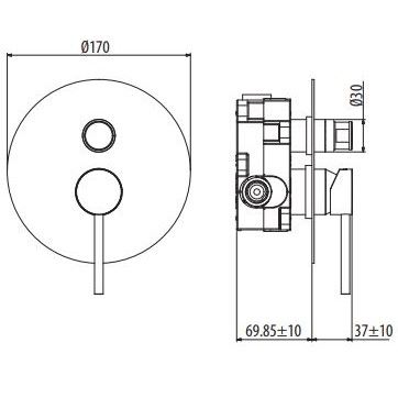 Встраиваемый смеситель для ванны/душа Gattoni Circle One 9033.CH ФОТО