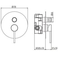 Встраиваемый смеситель для ванны/душа Gattoni Circle One 9033.CH схема 2