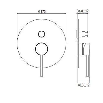 Смеситель для ванны/душа встраиваемый (внешняя часть), на 2 выхода Gattoni Circle One 9034/ESCO ФОТО