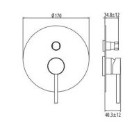 Смеситель для ванны/душа встраиваемый (внешняя часть), на 2 выхода Gattoni Circle One 9034/ESCO схема 2