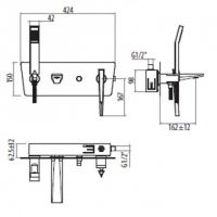 Смеситель для ванны встраиваемый с ручным душем Gattoni Fly 4605 схема 2