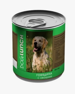 Влажный корм для собак Dog Lunch говядина, с овощами 750 г