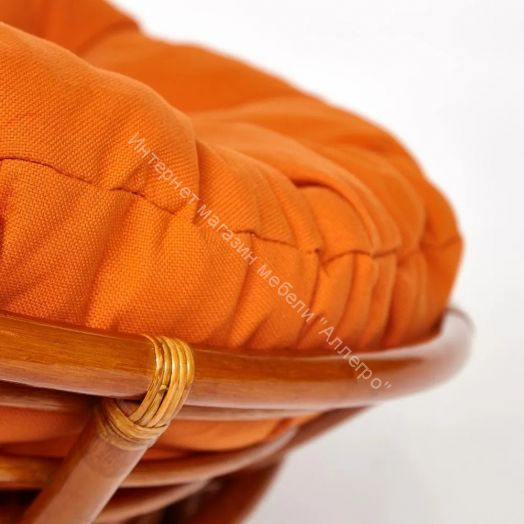 Кресло-качалка "PAPASAN" w 23/01 B / с подушкой / Cognac (коньяк), ткань Оранжевый, С 23