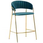 Стул полубарный Turin бирюзовый с золотыми 
ножками
