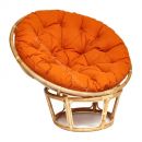 Кресло "PAPASAN ECO" P115-1/SP STD / c подушкой, ремешками / Natural (натуральный), ткань Оранжевый, С 23