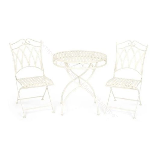 Комплект (стол + 2 стула) Secret de Maison PALLADIO (mod. PL08-8668/8669) металл, белый антик (antique white)