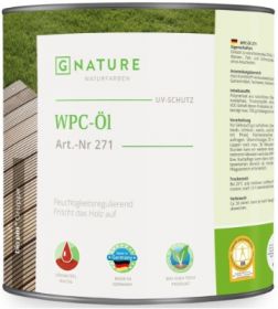 Масло для Террас, Настилов, Бань из ДПК Gnature 271 WPC-Ol 2.5л Бесцветное, Шелковисто-Матовое