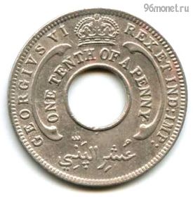 Бр. Западная Африка 1/10 пенни 1944
