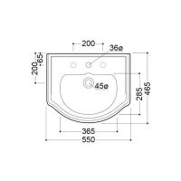 Раковина Kerasan Retro 104501 с 1 отверстием 55х46 схема 2