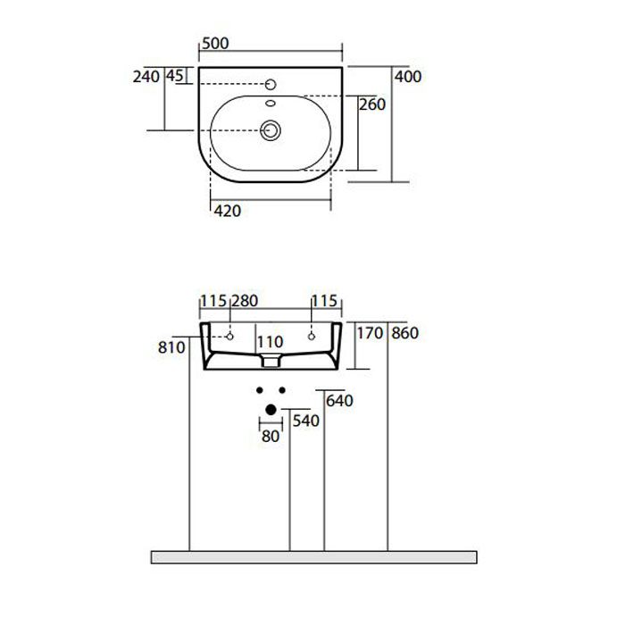 Раковина Kerasan Flo 314101 50x40 см схема 2