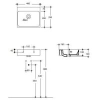 Раковина Kerasan Inka Project Outlet 50x35 3539 схема 2