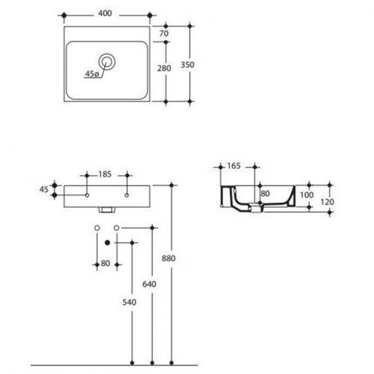 Раковина Kerasan Inka Project Outlet 50x35 3539 ФОТО