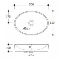 Раковина Kerasan Inka Project Outlet 50x35 овальная 3552 схема 2