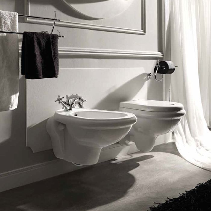 Изображение Биде подвесное Kerasan Retro 102601 в комплекте шумоизоляционной пластиной