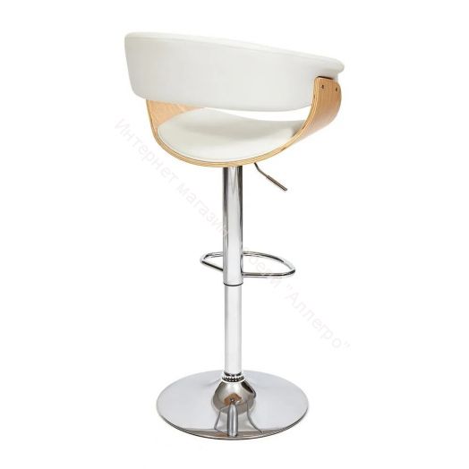 Барный стул VIMTA (mod.4021S) металл/дерево/экокожа, белый/натуральный/хром