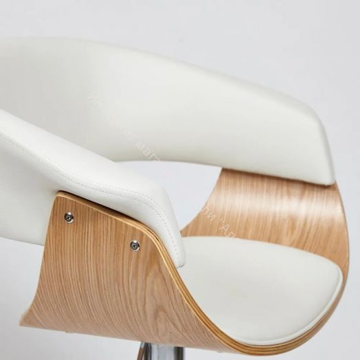 Барный стул VIMTA (mod.4021S) металл/дерево/экокожа, белый/натуральный/хром