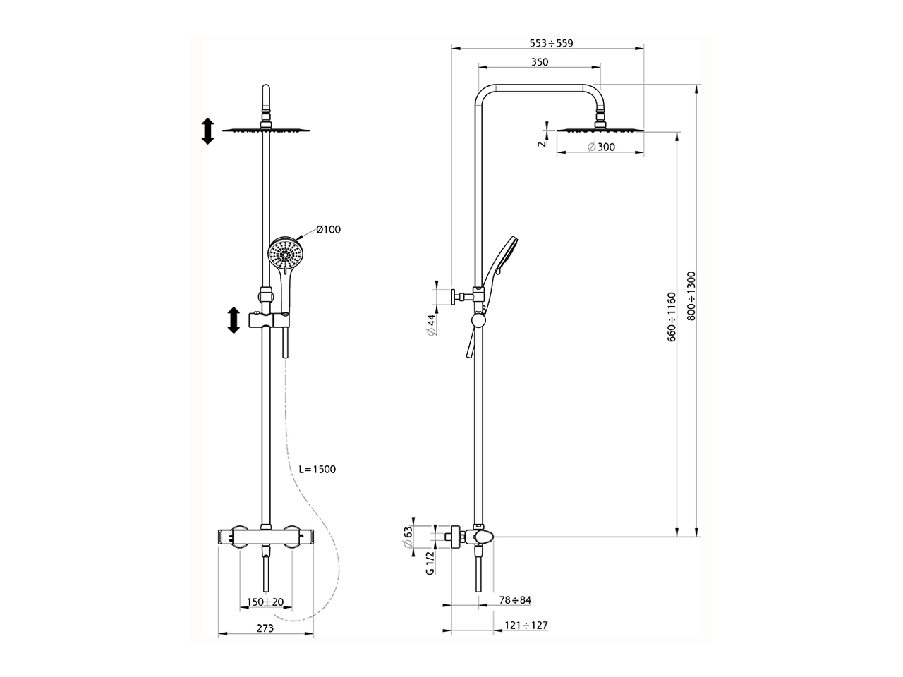 Душевая стойка Cisal Colonne Doccia A3C82090 схема 2