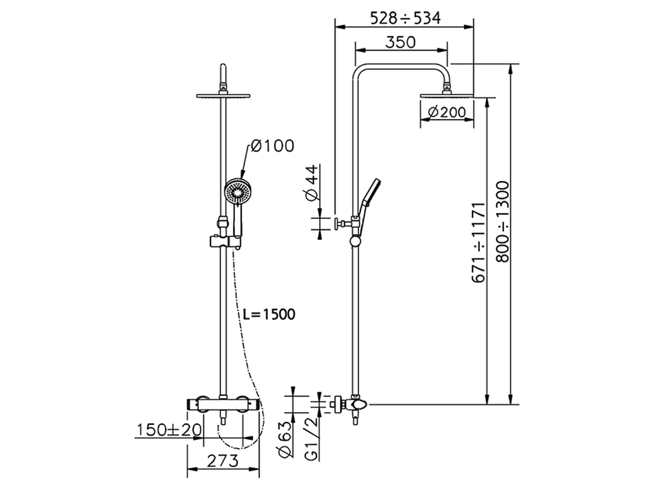 Душевая стойка Cisal Colonne Doccia A3C82020 схема 2