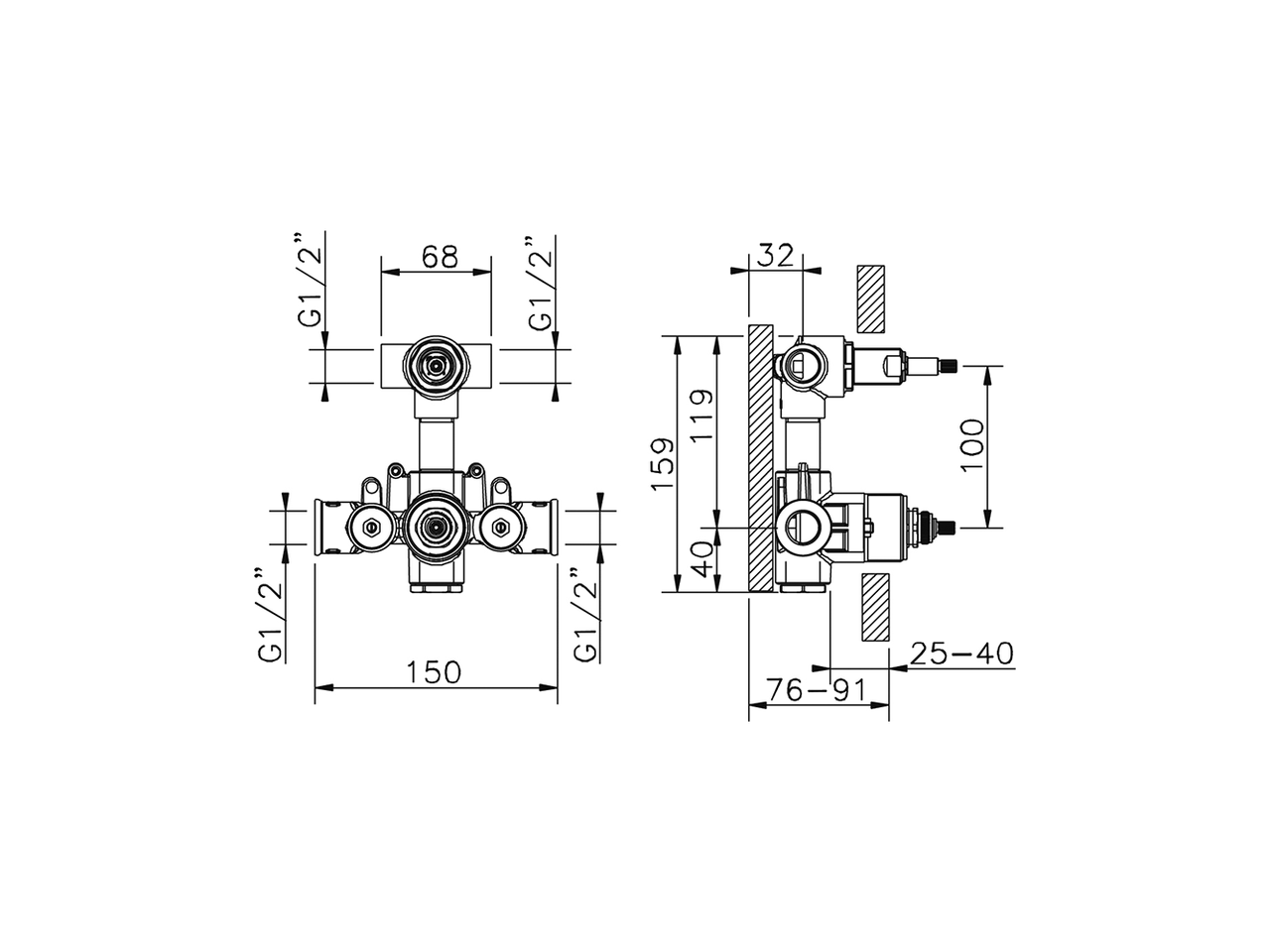 Внутренняя часть смесителя Cisal ZA019101 схема 2