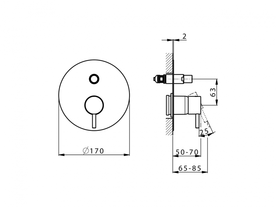 Смеситель для ванны и душа Cisal Slim SM002100 ФОТО