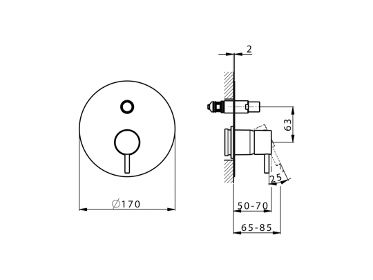 Смеситель для ванны и душа Cisal Slim SM002100 ФОТО