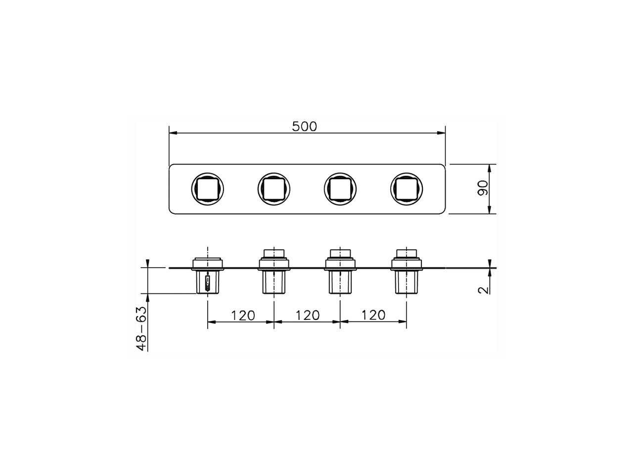 Смеситель для ванны и душа Cisal Cubic CU01R300 схема 2