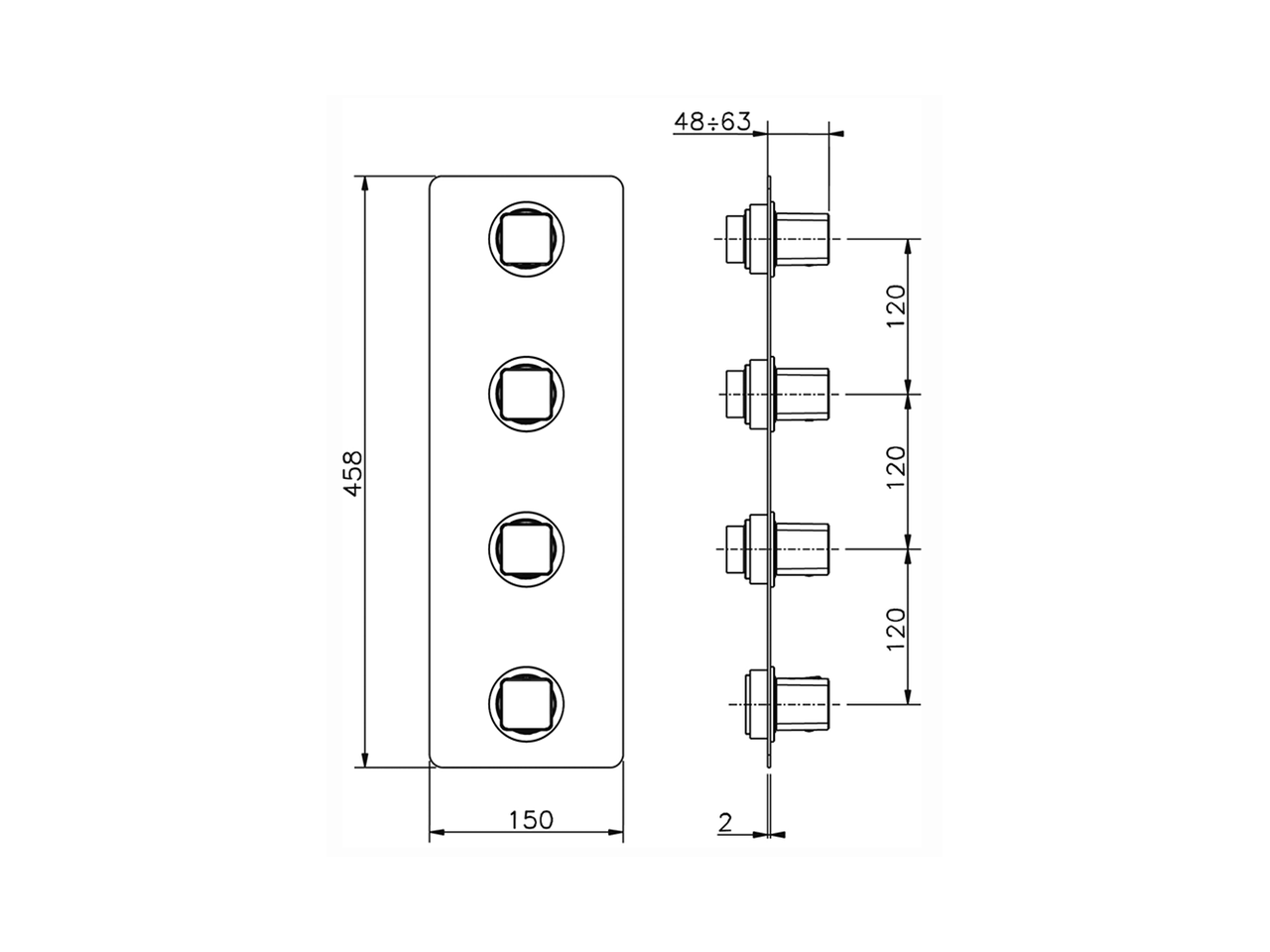 Смеситель для ванны и душа Cisal Cubic CU01V300 схема 2