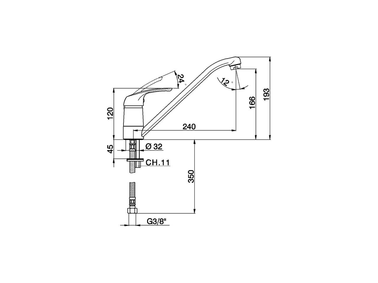 Смеситель для кухни Cisal Flash FL000580 схема 2