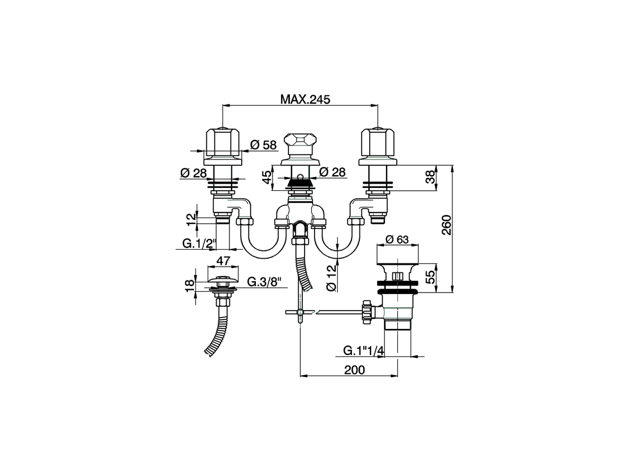 Смеситель для биде Cisal Tr TR001311 схема 2