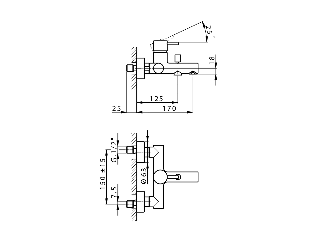 Смеситель для ванны Cisal Nuova Less LN000130/LN000120 схема 2