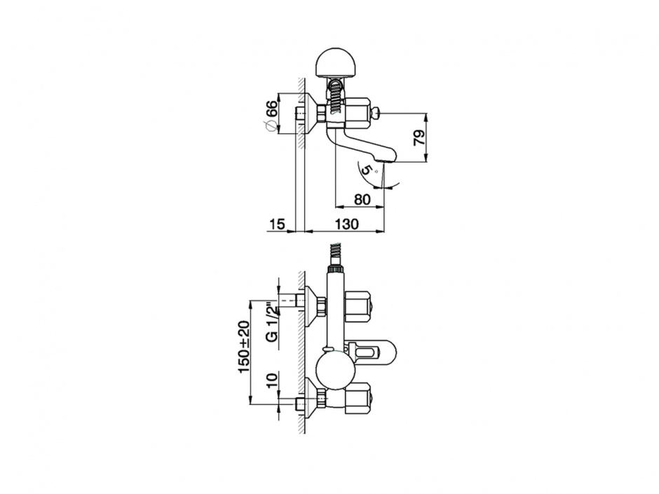 Смеситель для ванны Cisal Tr TR000130/TR000102 ФОТО