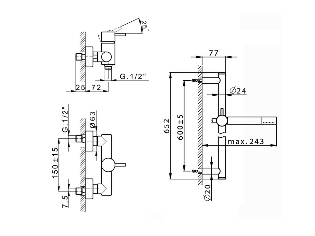 Смеситель для душа Cisal Nuova Less LN000440/LN000460 схема 4