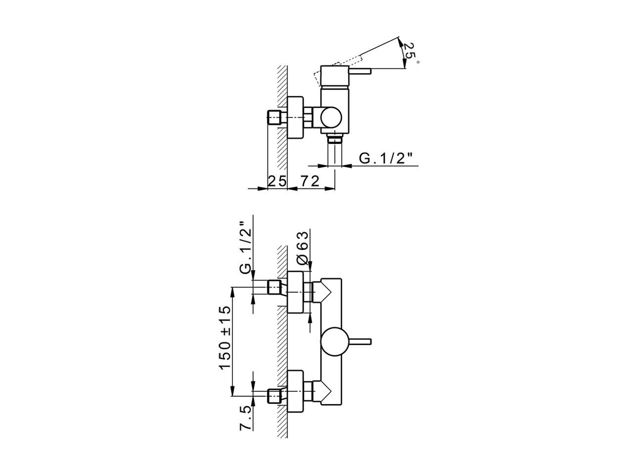 Смеситель для душа Cisal Less Minimal LM000440 схема 2