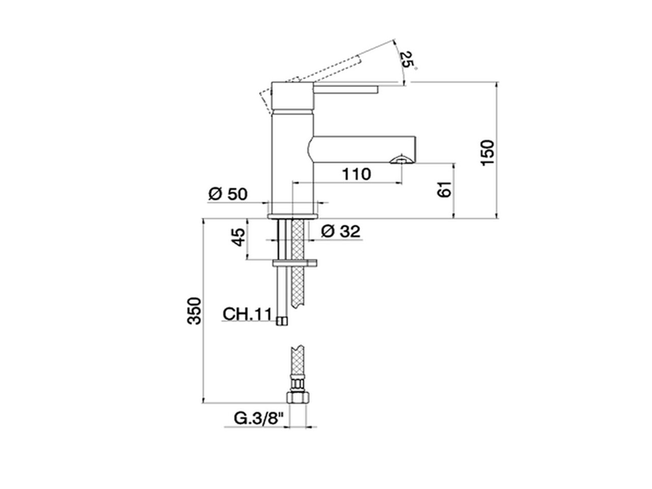 Смеситель для раковины Cisal Nuova City CV000510/CV000540 схема 4