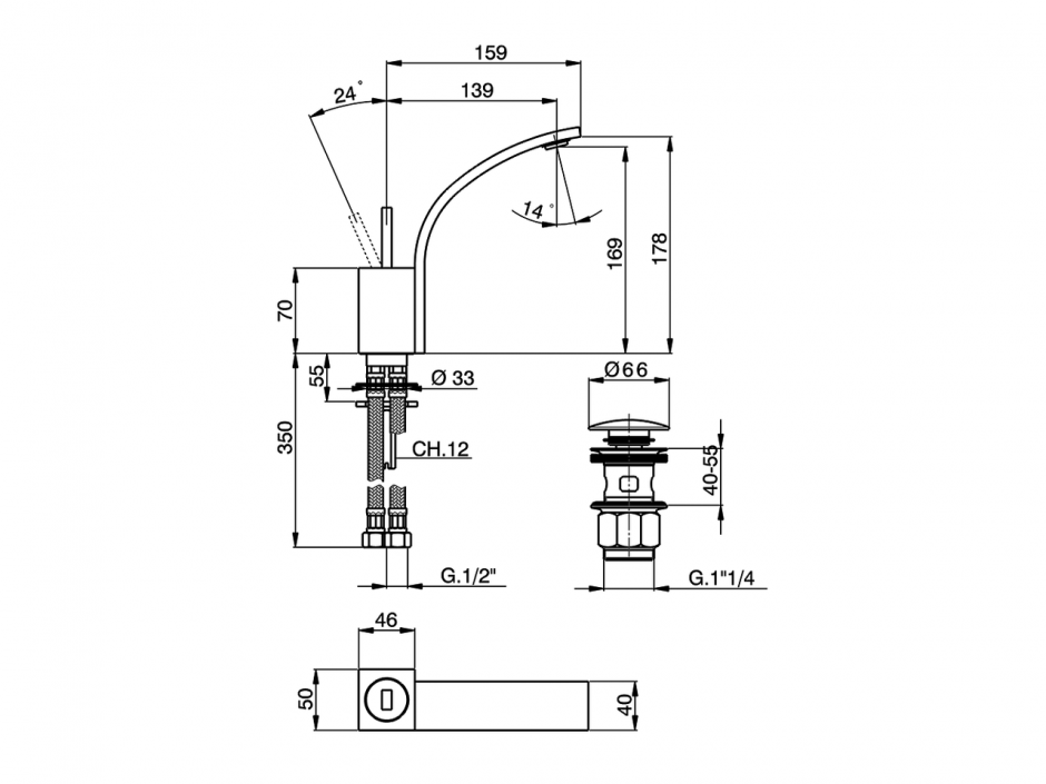 Смеситель для раковины Cisal Wave WA000512/WA000542 ФОТО