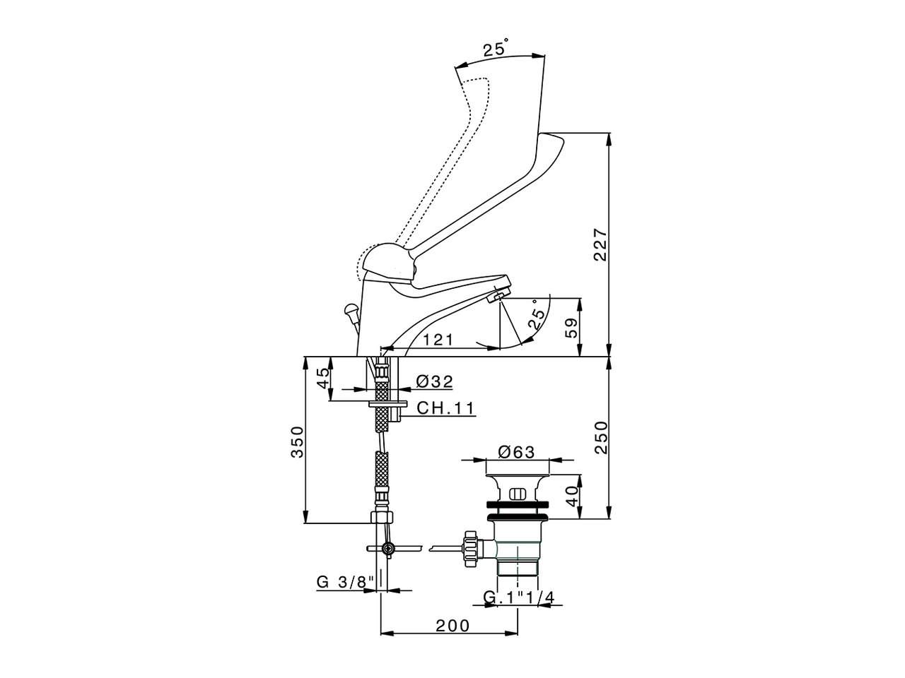 Смеситель для раковины Cisal Clinic ML000510 схема 2