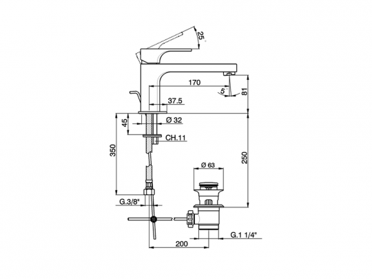 Смеситель для раковины Cisal Cubic Energy Save CU001515/CU001545 ФОТО