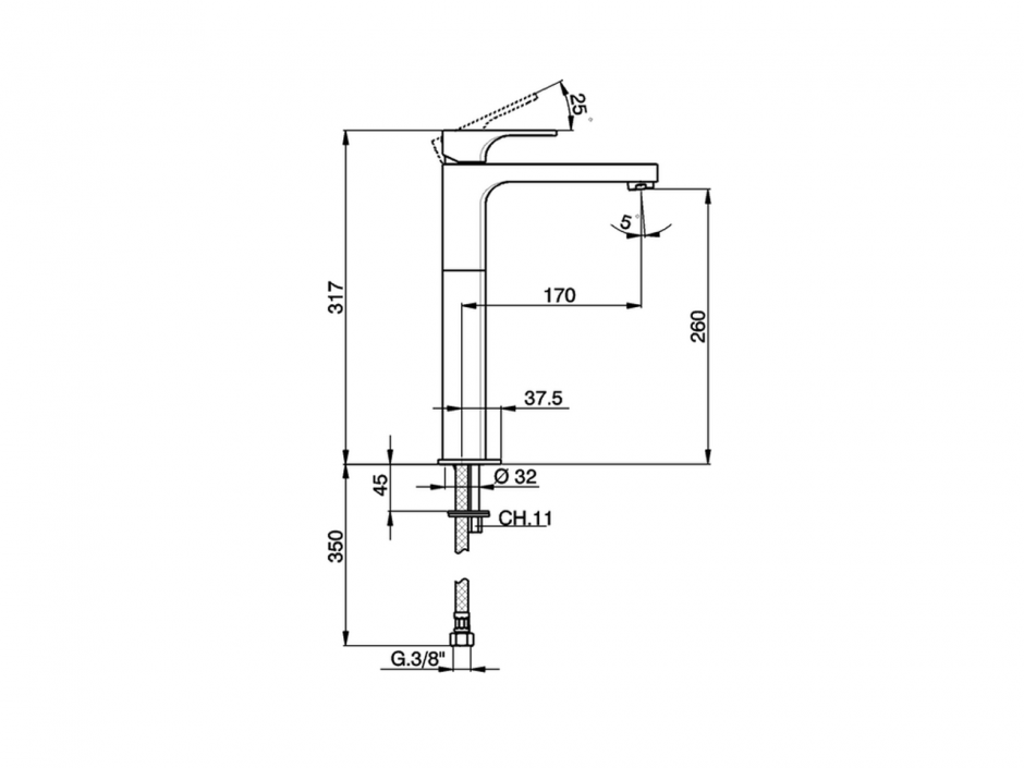 Смеситель для раковины Cisal Cubic CU004541 ФОТО