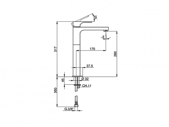 Смеситель для раковины Cisal Cubic CU004541 ФОТО