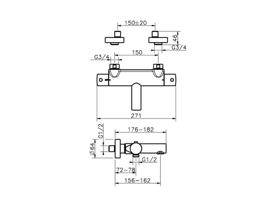 Смеситель для ванны Cisal Slim SMT23010/SMD23010 ФОТО