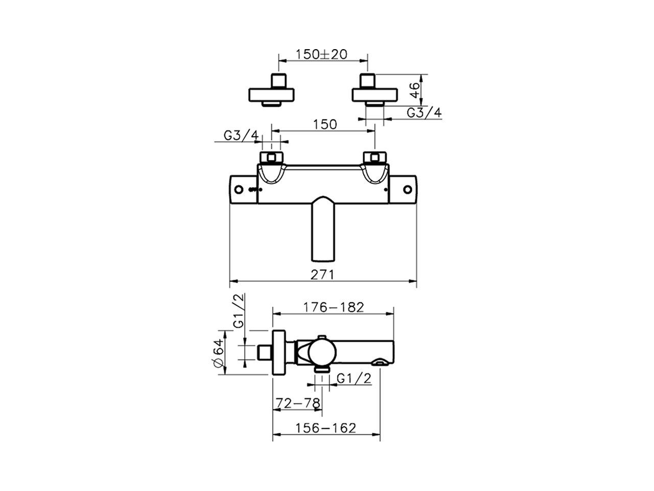 Смеситель для ванны Cisal Slim SMT23010/SMD23010 схема 2