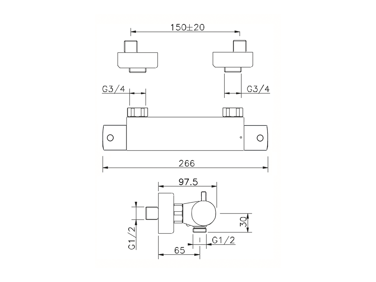 Смеситель для душа Cisal Nuova City CVT01010/CVD01010 схема 2